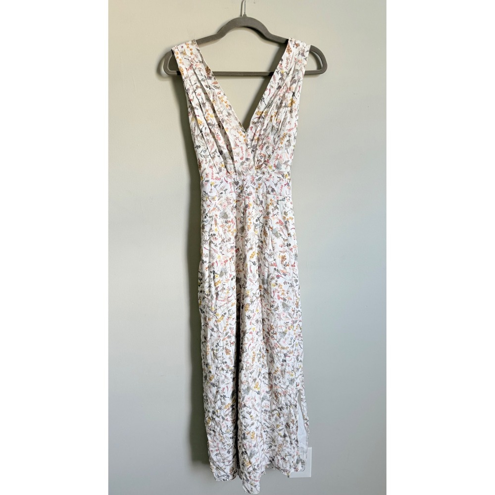 Sancia Elletra Floral V-Neck Wide Leg Jumpsuit White Botanical Open Back XS - Picture 3 of 8